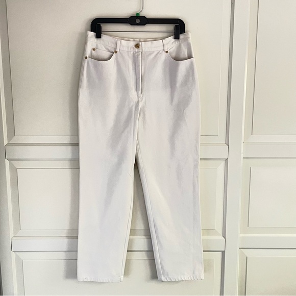 St. John Sports by Marie Gray Mid Rise Straight Leg Jeans White 12 26538 - Picture 1 of 8